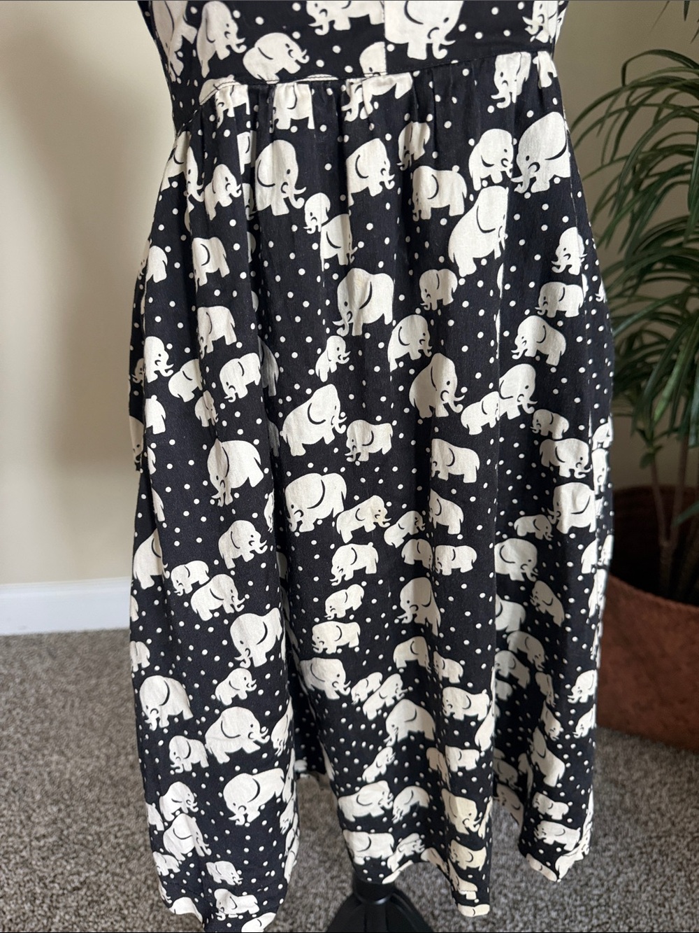 Anthropologie Porridge Black Strapless Dress with White Elephant Print - Picture 5 of 6